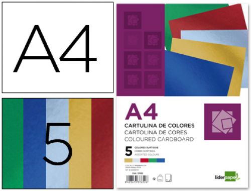 Cartolina liderpapel metalizada din a4 235 gr cores sortidas pack 50 folhas , Liderpapel , 37652 , 8423473376526
